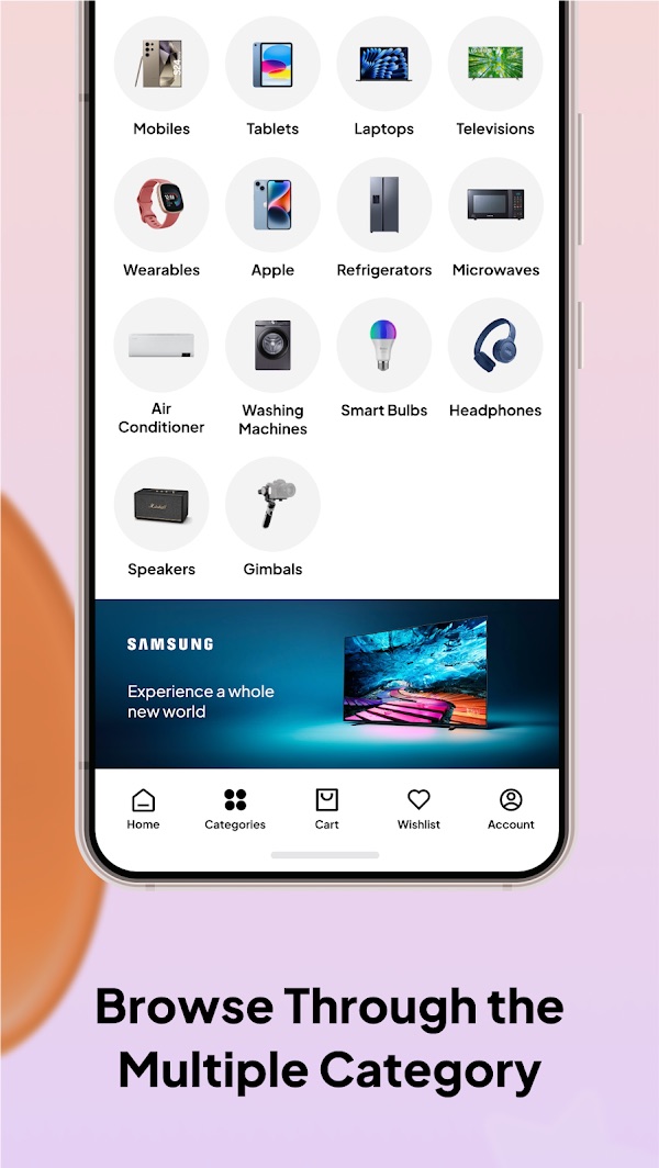 Electronyat public store screenshot showing electronics and appliance categories
